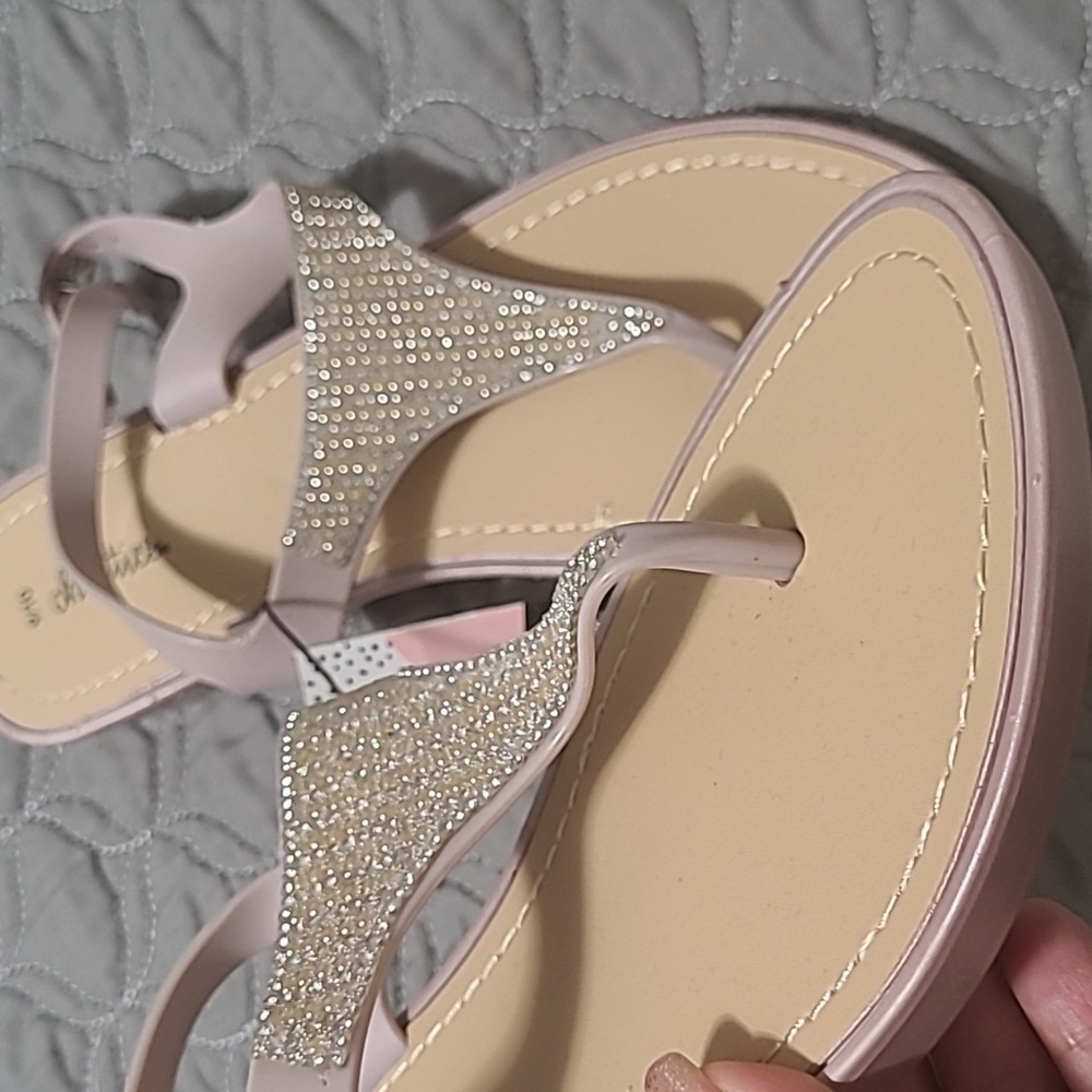 Chatties Cushioned Insole Rhinestone Thong Sandals - Picture 2 of 6